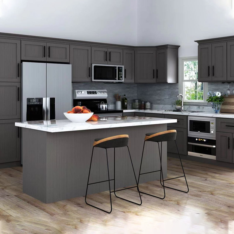 Ready To Ship Cabinets Recessed Panel 9 W x 34.5 H Dark Gray Standard Base Cabinet Wayfair